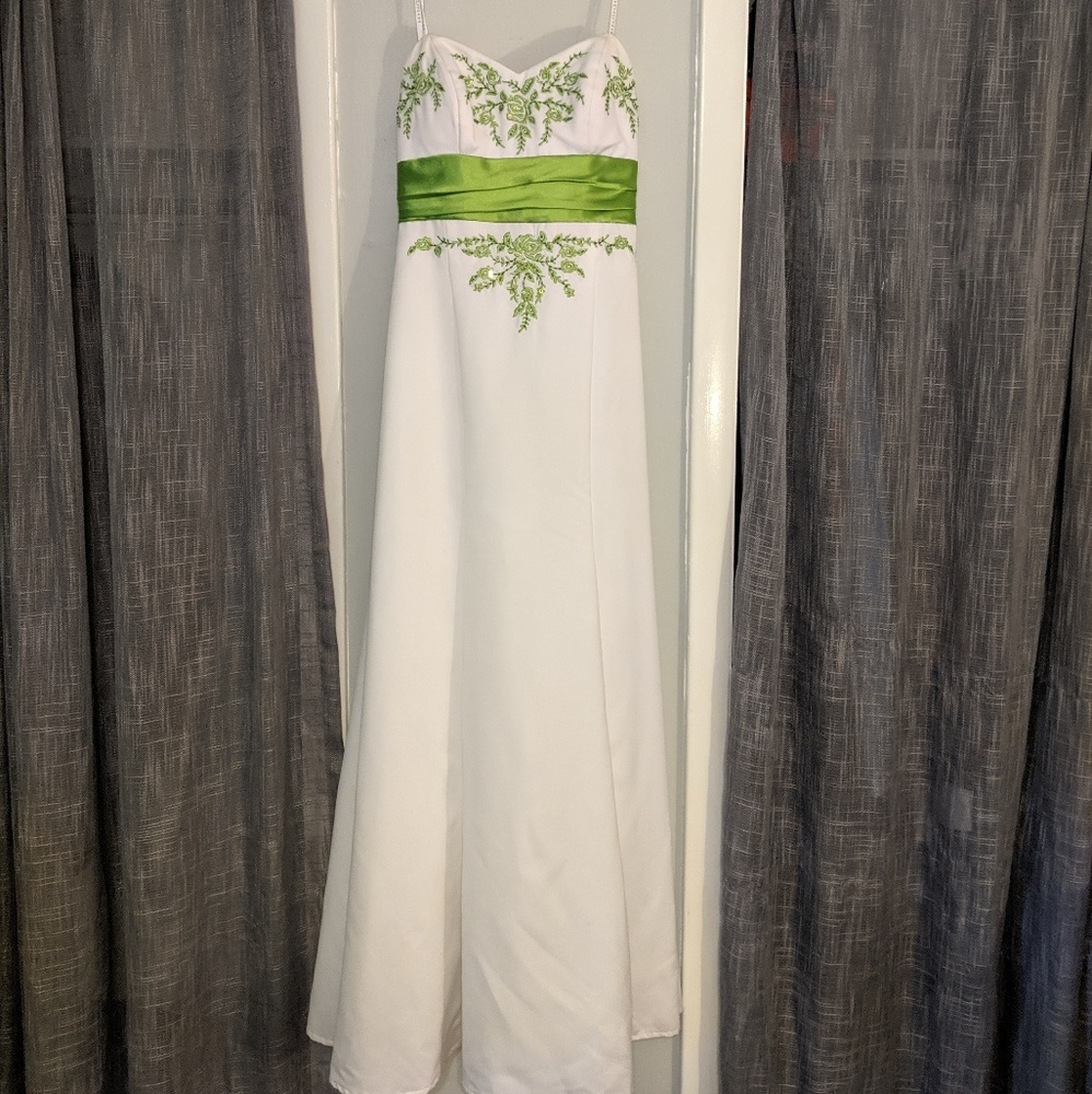 Floor length strapless gown